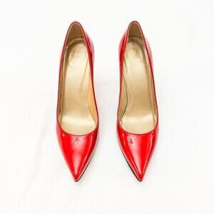 Stuart Weitzman Red Patent Leather Pointy Toe Pump 3" Heel Size 5.5